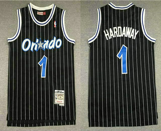 Men's Orlando Magic #1 Penny Hardaway 1994-95 Black Hardwood Classics Soul Swingman Throwback Jersey