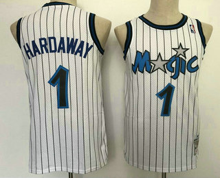 Men's Orlando Magic #1 Penny Hardaway 1994-95 White Hardwood Classics Soul Swingman Throwback Jersey