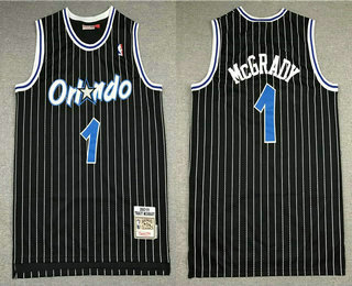 Men's Orlando Magic #1 Tracy McGrady 2003-04 Black Hardwood Classics Soul Swingman Throwback Jersey