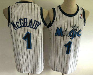 Men's Orlando Magic #1 Tracy McGrady 2003-04 White Hardwood Classics Soul Swingman Throwback Jersey