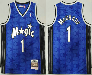 Men's Orlando Magic #1 Tracy McGrady Blue 2000-01 Hardwood Classics Soul Swingman Throwback Jersey