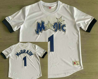 Men's Orlando Magic #1 Tracy McGrady White Short Sleeved Swingman Throwback Jersey