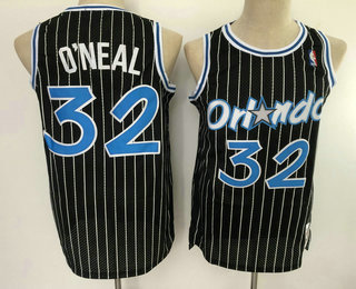 Men's Orlando Magic #32 Shaquille O'neal 1994-95 Black Hardwood Classics Soul Swingman Throwback Jersey