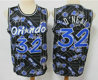 Men's Orlando Magic #32 Shaquille O'neal Black Tear Up Pack Mitchell & Ness Swingman Jeresy