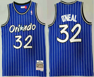 Men's Orlando Magic #32 Shaquille Oneal 1994-95 Blue Hardwood Classics Soul Swingman Throwback Jersey