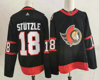 Men's Ottawa Senators #18 Tim Stutzle Black Adidas 2021 Stitched NHL Jersey