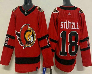 Men's Ottawa Senators #18 Tim Stutzle Red 2021 Reverse Retro Authentic Jersey