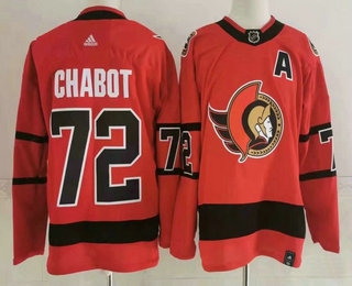 Men's Ottawa Senators #72 Thomas Chabot Red 2021 Retro Stitched NHL Jersey