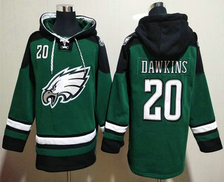 Men's Philadelphia Eagles #20 Brian Dawkins Green Ageless Must Have Lace Up Pullover Hoodie