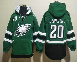 Men's Philadelphia Eagles #20 Brian Dawkins NEW Green Pocket Stitched NFL Pullover Hoodie