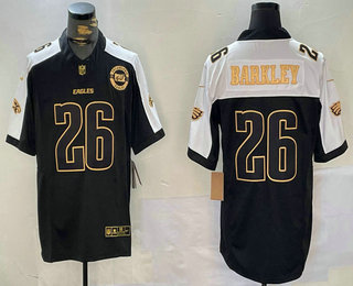 Men's Philadelphia Eagles #26 Saquon Barkley Black Gold Thanksgiving FUSE Vapor Limited Stitched Jersey