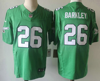 Men's Philadelphia Eagles #26 Saquon Barkley Green Alternate FUSE Vapor Limited Throwback Stitched Jersey
