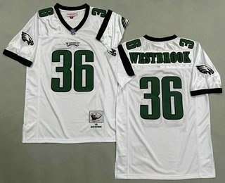 Men's Philadelphia Eagles #36 Brian Westbrook White 2003 Throwback Jersey