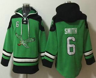 Men's Philadelphia Eagles #6 DeVonta Smith Green Ageless Must Have Lace Up Pullover Hoodie