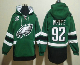 Men's Philadelphia Eagles #92 Reggie White NEW Green Pocket Stitched NFL Pullover Hoodie