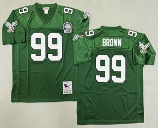 Men's Philadelphia Eagles #99 Jerome Brown Green Throwback Jersey