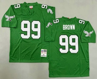 Men's Philadelphia Eagles #99 Jerome Brown Kelly Green 1990 Throwback Jersey