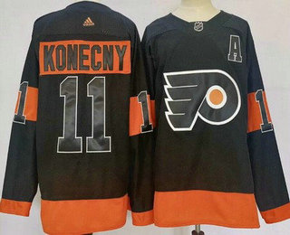 Men's Philadelphia Flyers #11 Travis Konecny Black Alternate Authentic Jersey