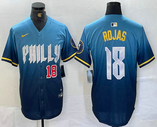 Men's Philadelphia Phillies #18 Johan Rojas Number Blue 2024 City Connect Limited Stitched Jersey