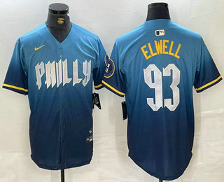 Men's Philadelphia Phillies #93 Jason Elwell Blue 2024 City Connect Limited Stitched Jersey