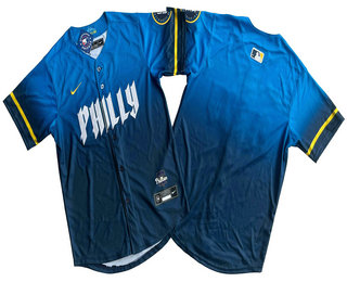 Men's Philadelphia Phillies Blank Blue 2024 City Cool Base Jersey