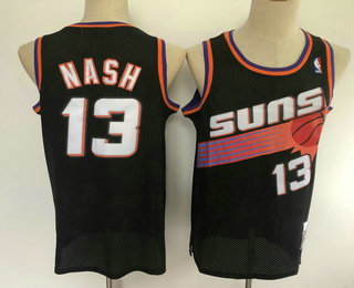Men's Phoenix Suns #13 Steve Nash Black Hardwood Classics Soul Swingman Throwback Jersey