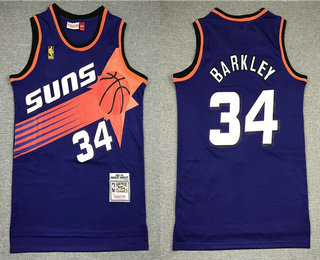Men's Phoenix Suns #34 Charles Barkley Purple 1992-93 Hardwood Classics Soul Swingman Throwback Jersey