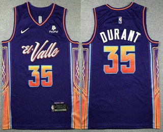 Men's Phoenix Suns #35 Kevin Durant Purple 2023 City Icon Sponsor Swingman Jersey