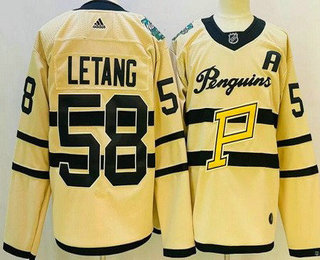 Men's Pittsburgh Penguins #58 Kris Letang Cream 2023 Winter Classic Authentic Jersey