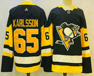 Men's Pittsburgh Penguins #65 Erik Karlsson Black Stitched Jersey