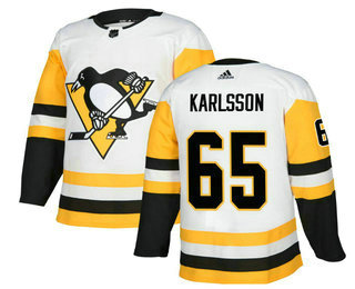 Men's Pittsburgh Penguins #65 Erik Karlsson White Stitched Jersey