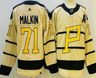Men's Pittsburgh Penguins #71 Evgeni Malkin Cream 2023 Winter Classic Authentic Jersey