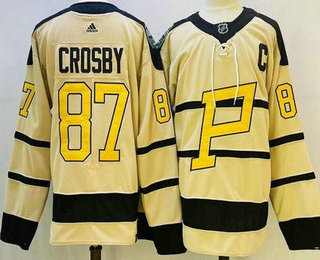 Men's Pittsburgh Penguins #87 Sidney Crosby Cream 2023 Winter Classic Authentic Jersey