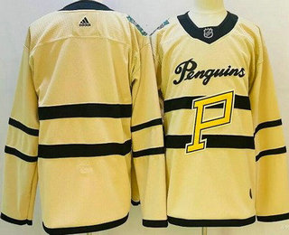 Men's Pittsburgh Penguins Blank Cream 2023 Winter Classic Authentic Jersey