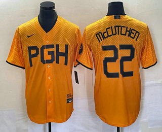 Men's Pittsburgh Pirates #22 Andrew McCutchen Yellow 2023 City Connect Stitched Jersey 03