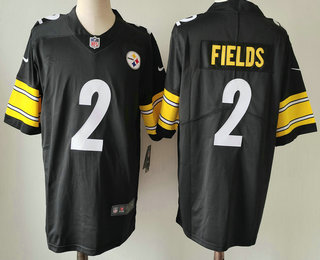 Men's Pittsburgh Steelers #2 Justin Fields Black Vapor Untouchable Limited Stitched Jersey