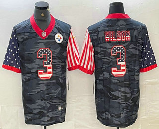 Men's Pittsburgh Steelers #3 Russell Wilson  USA Camo 2020 Salute To Service Stitched NFL Nike Limited Jersey