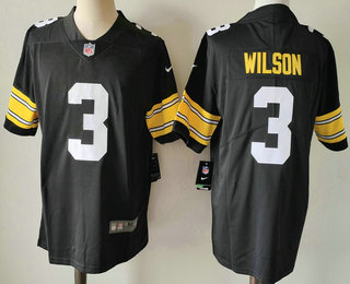 Men's Pittsburgh Steelers #3 Russell Wilson Black 2023 Vapor Limited Stitched Throwback Jersey