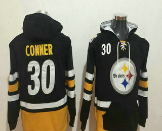 Men's Pittsburgh Steelers #30 James Conner NEW Black Pocket Stitched NFL Pullover Hoodie