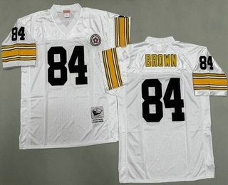 Men's Pittsburgh Steelers #84 Antonio Brown White Throwback Jersey