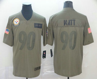 Men's Pittsburgh Steelers #90 T. J. Watt NEW Olive 2019 Salute To Service Stitched NFL Nike Limited Jersey