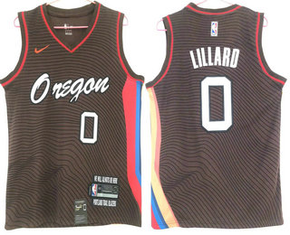 Men's Portland Trail Blazers #0 Damian Lillard Black Nike 2021 Swingman City Edition Jersey
