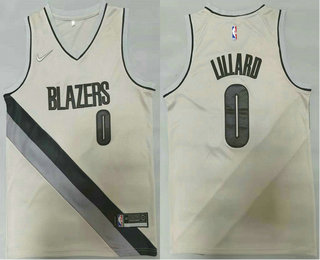 Men's Portland Trail Blazers #0 Damian Lillard Grey Nike Swingman 2021 Earned Edition Stitched Jersey