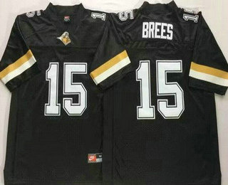 Men's Purdue Boilermakers #15 Drew Brees Black College Football Jersey