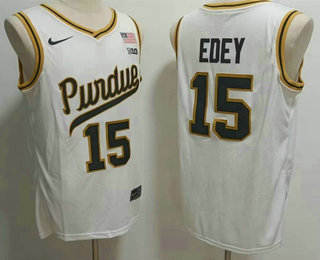 Men's Purdue Boilermakers #15 Zach Edey White College Basketball Jersey