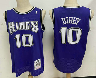 Men's Sacramento Kings #10 Mike Bibby Purple Hardwood Classics Soul Swingman Stitched NBA Throwback Jersey