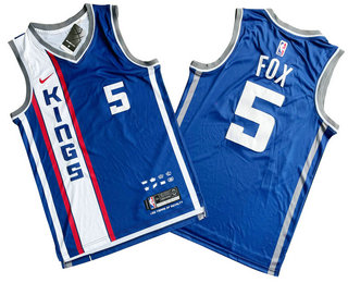Men's Sacramento Kings #5 DeAaron Fox Blue 2023 City Icon Swingman Jersey