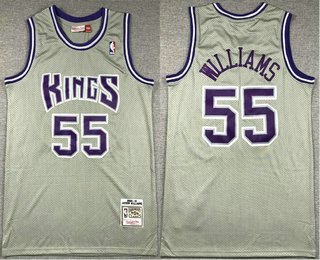 Men's Sacramento Kings #55 Jason Williams 2000-01 Grey Hardwood Swingman Stitched Throwback Jersey
