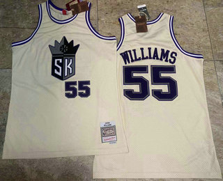 Men's Sacramento Kings #55 Jason Williams Cream Team Logo Throwback AU Jersey