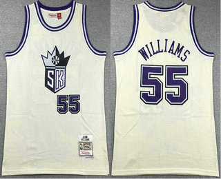 Men's Sacramento Kings #55 Jason Williams Cream Team Logo Throwback Swingman Jersey